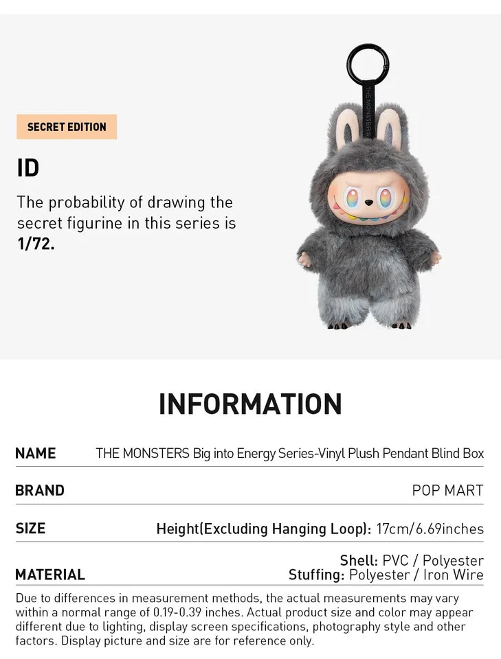 (Open Box) 1 Pcs Authentic POP Mart Labubu The Monsters Big Into Energy