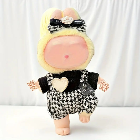 Labubu Clothing 3pcs Set, Bow Headdress, Clothes, Overalls